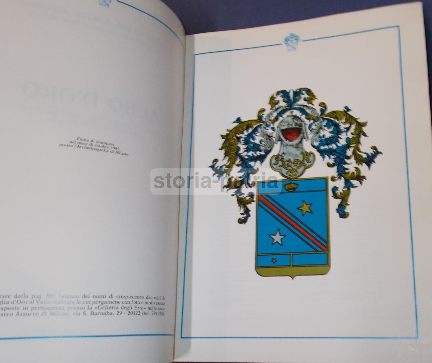 Albo d'Oro Decorati Al Valor Militare, Federazione Di Milano, 1985