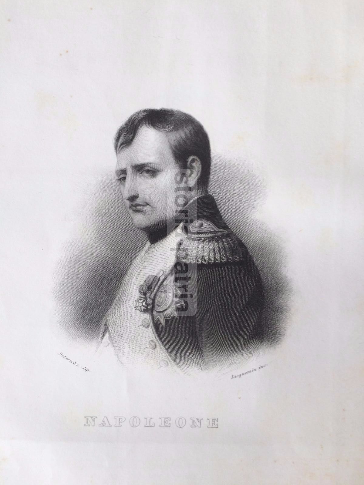 Ritratto Di Napoleone Bonaparte. Incisione Di Jacquemin Da Delaroche, 1843