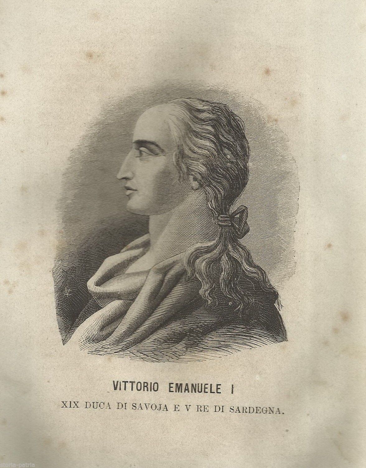 Stampa Antica Vittorio Emanuele I Re Di Sardegna Duca Di Savoia