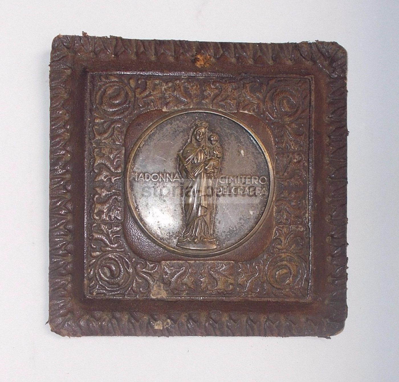 Placchetta Madonna Con Bambino, Cimitero Del Grappa, Metallo Argentato