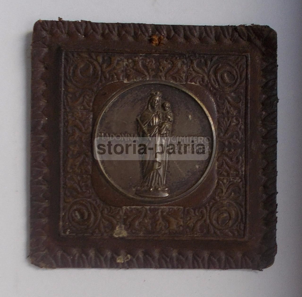 Placchetta Madonna Con Bambino, Cimitero Del Grappa, Metallo Argentato