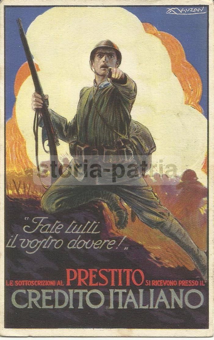 Cartolina Prestito Nazionale Credito Italiano, Mauzan, Prima Guerra Mondiale