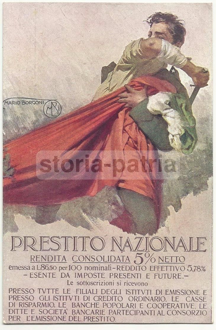 Cartolina Prestito Nazionale Mario Borgoni Grande Guerra