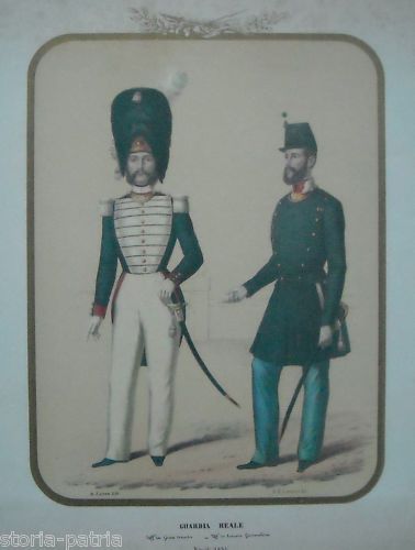 Stampa Uniformi Guardia Reale Borbonica, Napoli 1854