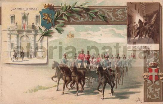 Cartolina Cromolitografica Caserma Bergia Torino Chambery 1900