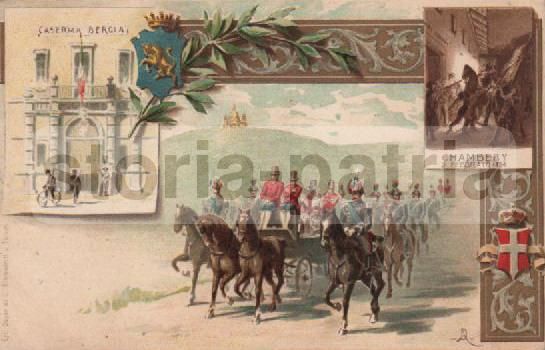 Cartolina Cromolitografica Caserma Bergia Torino Chambery 1900