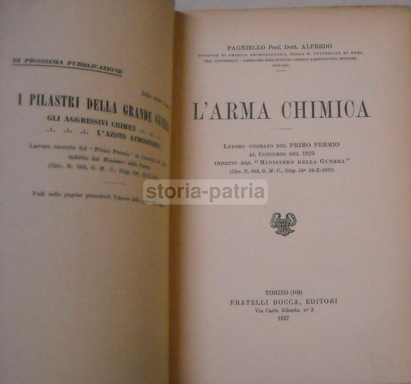 L'Arma Chimica Di Alfredo Pagniello, 1927