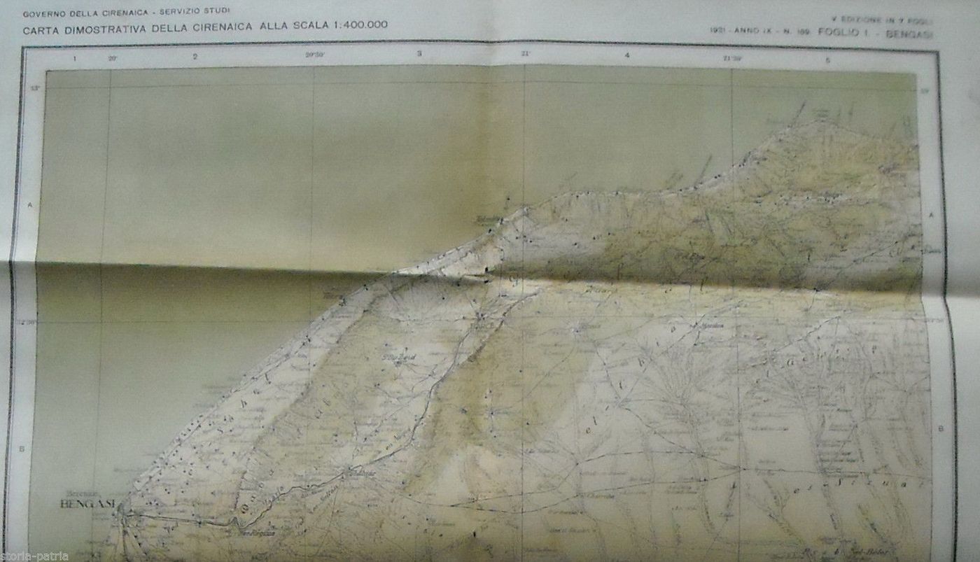 Mappe Topografiche Cirenaica Libia 1931 Colonia Italiana Africa
