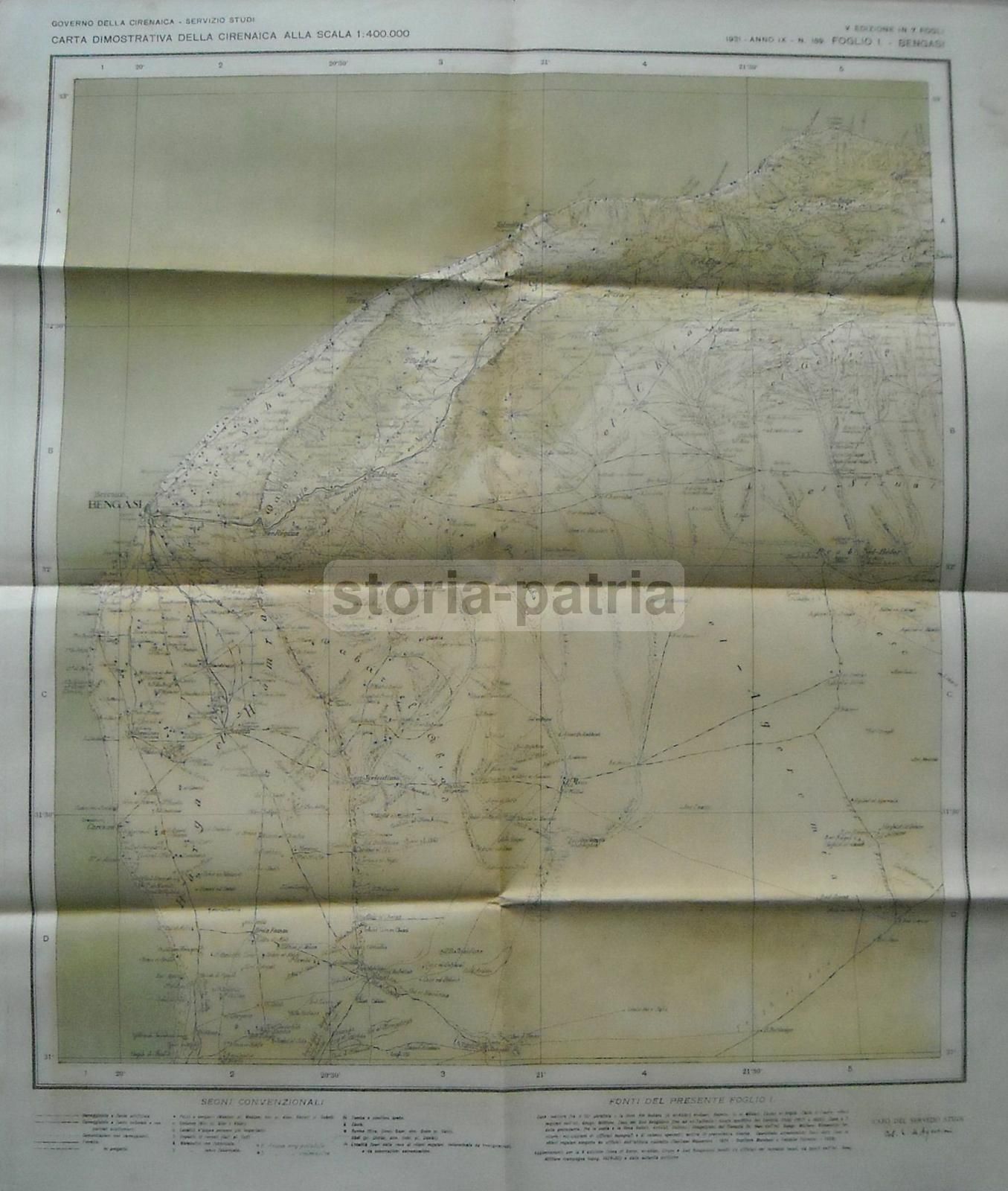 Mappe Topografiche Cirenaica Libia 1931 Colonia Italiana Africa