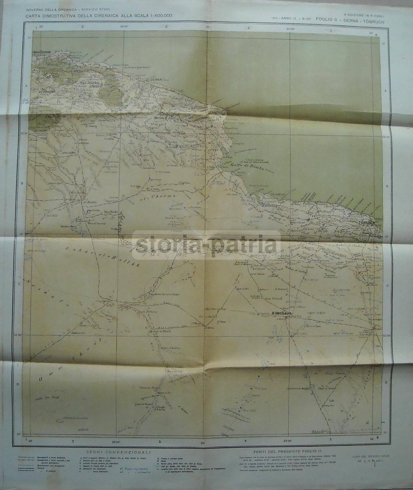 Mappe Topografiche Cirenaica Libia 1931 Colonia Italiana Africa
