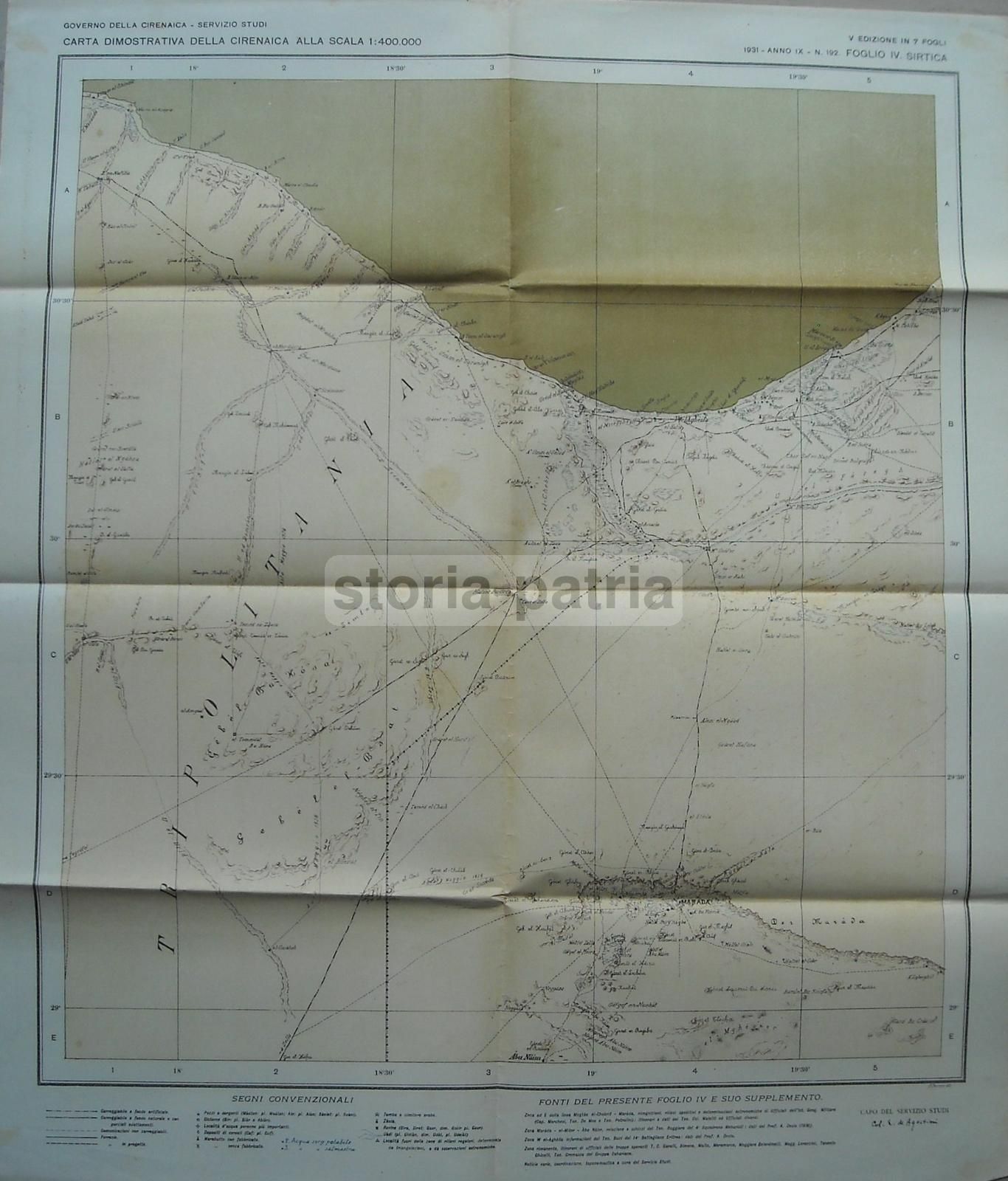 Mappe Topografiche Cirenaica Libia 1931 Colonia Italiana Africa