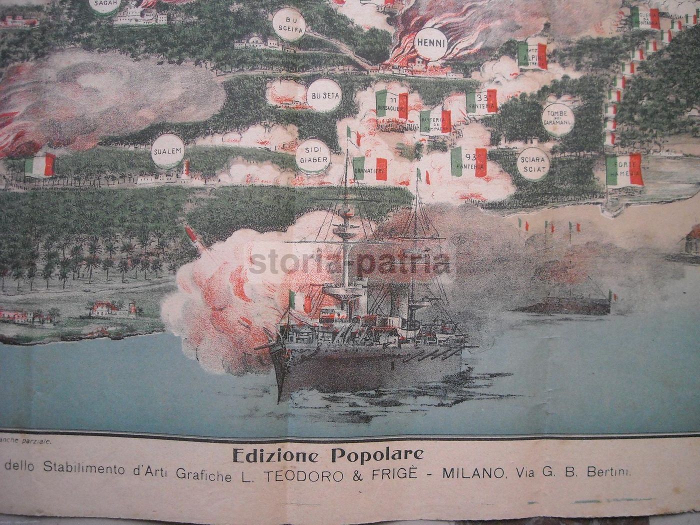 Mappa Battaglia Di Henni 1911 Guerra Italo Turca Libia Tripoli