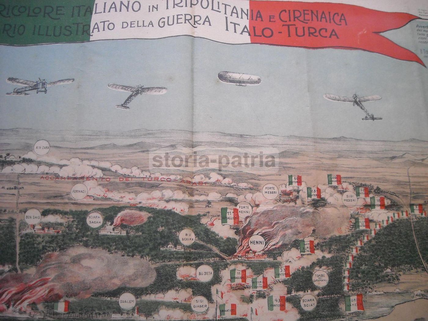 Mappa Battaglia Di Henni 1911 Guerra Italo Turca Libia Tripoli