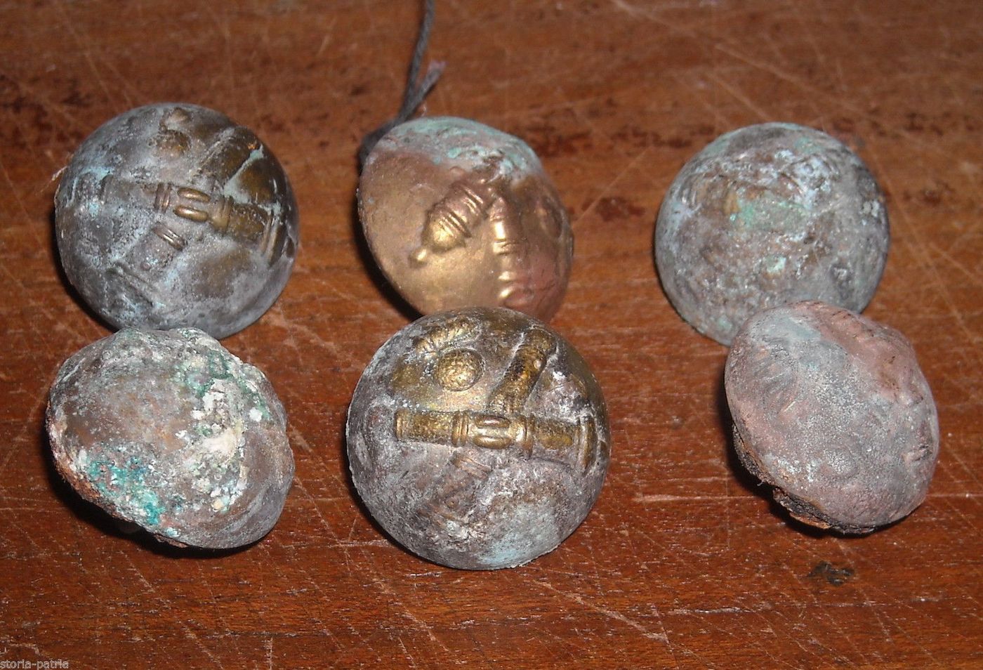 6 Bottoni Militari Antichi Dell'Esercito Italiano, Primi '900, Ottone