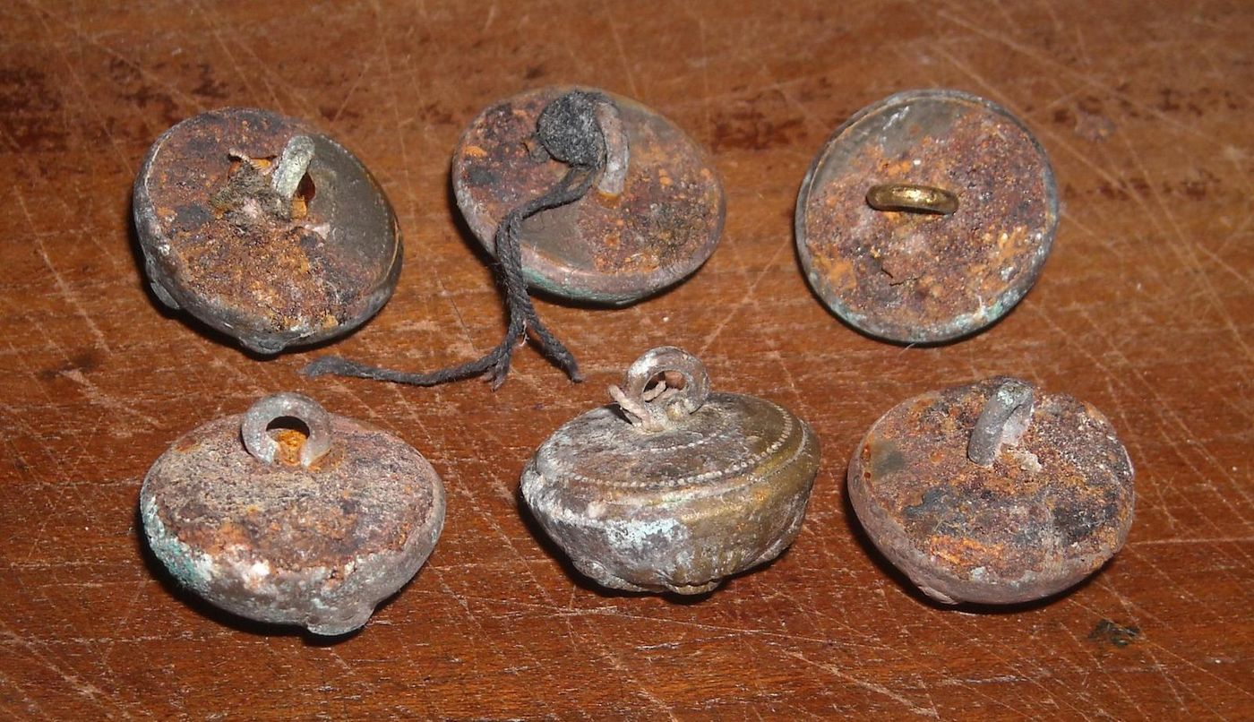 6 Bottoni Militari Antichi Dell'Esercito Italiano, Primi '900, Ottone
