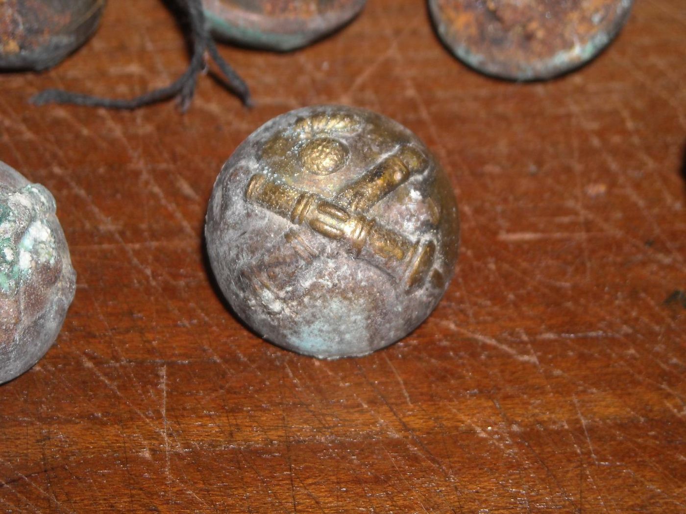 6 Bottoni Militari Antichi Dell'Esercito Italiano, Primi '900, Ottone