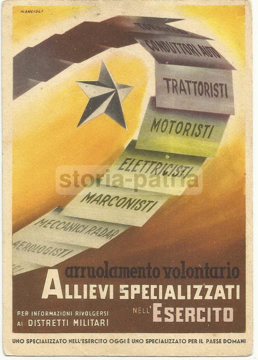 Cartolina Propaganda Esercito Italiano Anni '40 '50 Arruolamento