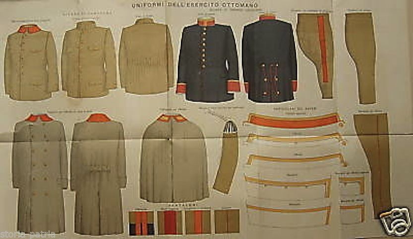 Uniformi Dell'Esercito Ottomano: Stampa Cromolitografica Del Primo '900