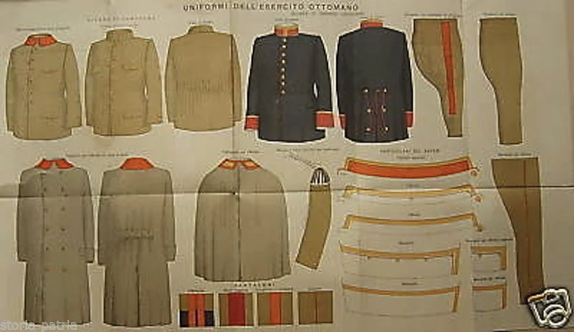 Uniforms of the Ottoman Army: Chromolithograph Print, Early 1900s