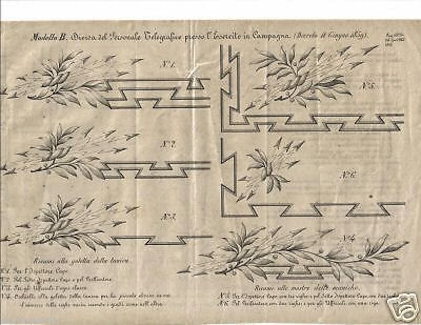 Stampa Antica Divisa Telegrafica Esercito Italiano 1859