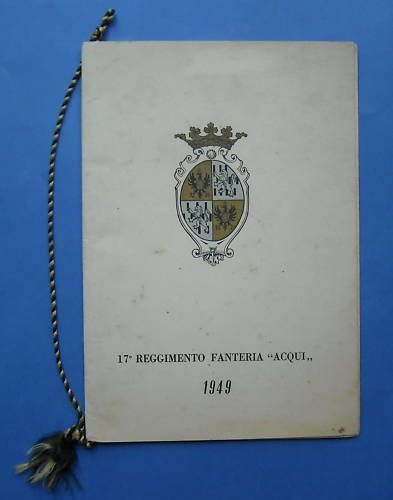 Calendario 1949 17° Reggimento Fanteria Acqui Con Elenco Ufficiali