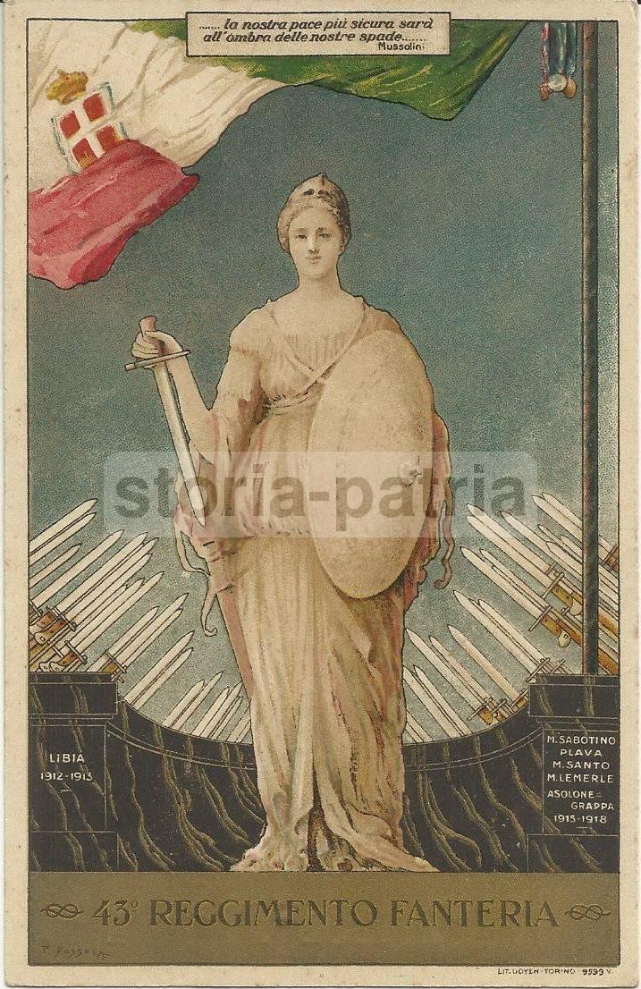 Cartolina 43° Reggimento Fanteria Forlì 1932 Grande Guerra Libia