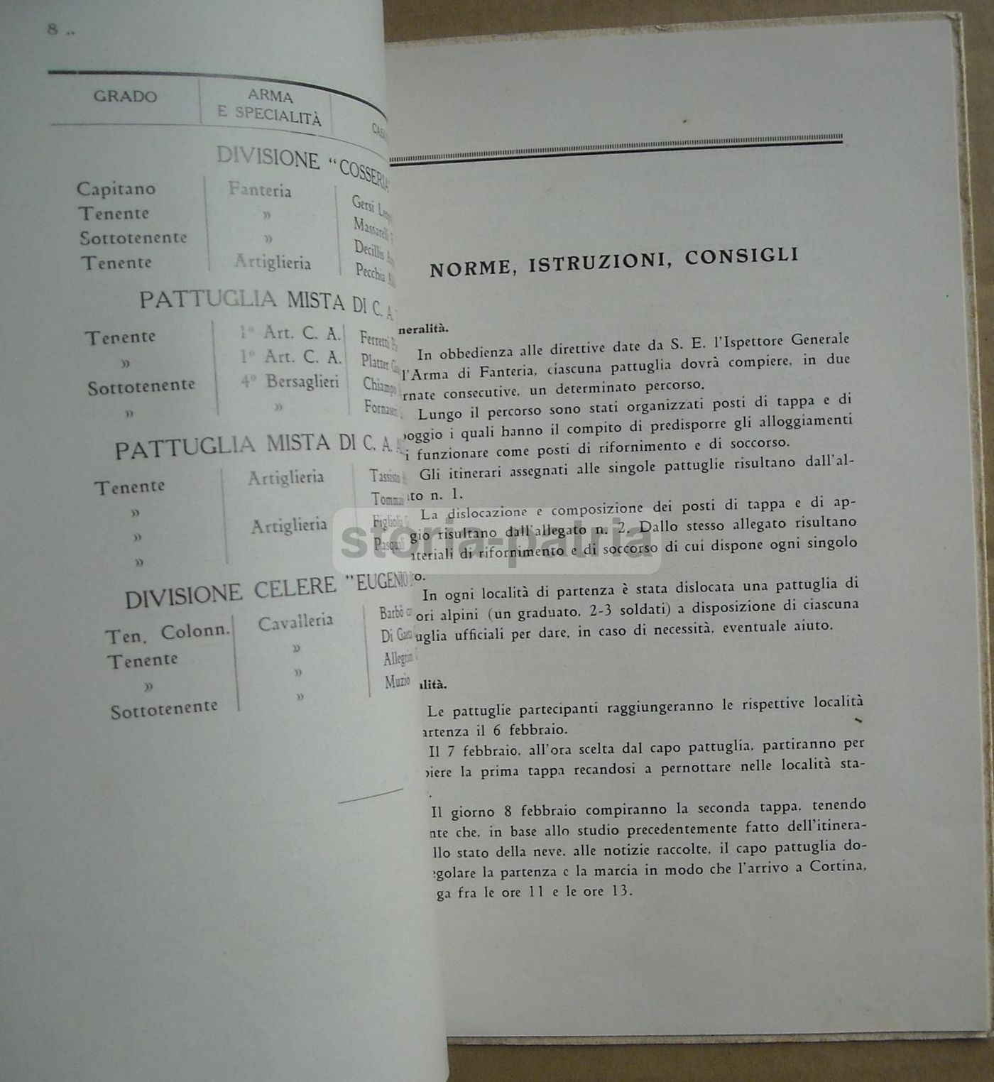 Pattuglie Sciistiche Ufficiali Cortina 1935 Fanteria Italiana