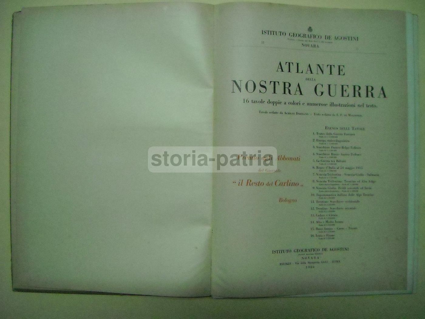 Atlante Della Nostra Guerra: 16 Tavole E Mappe Della Grande Guerra, De Agostini 1916