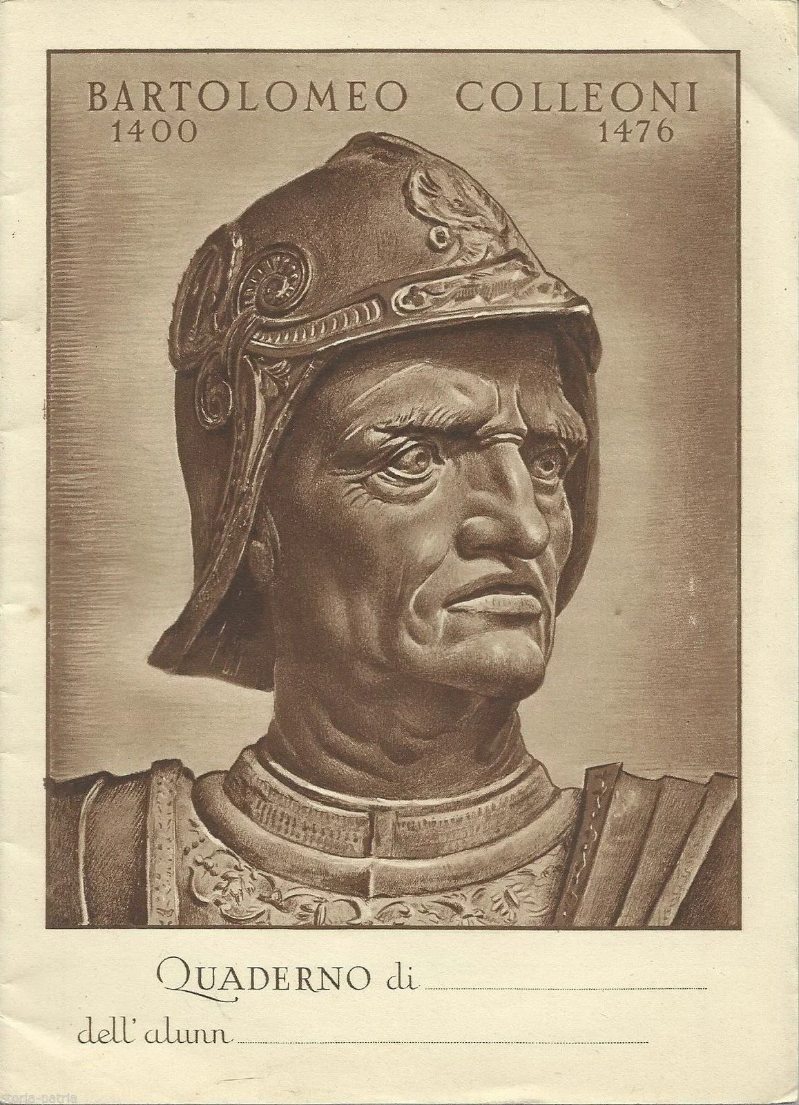 Quaderno Scolastico Storico Bartolomeo Colleoni Condottiero Bergamasco