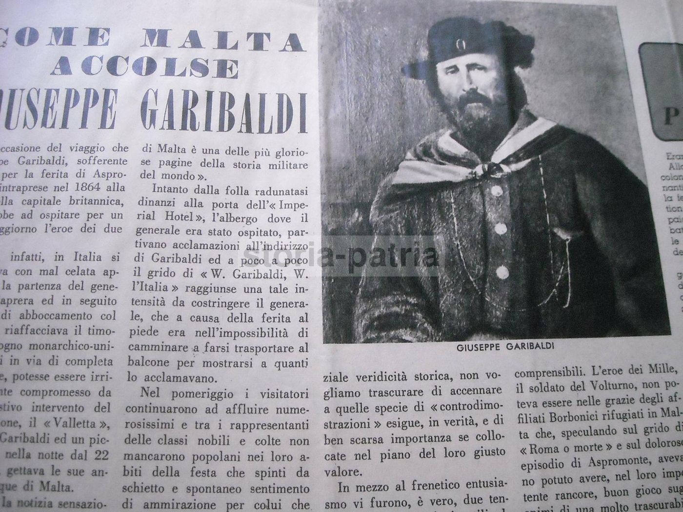 Giornale Malta, 1 Dicembre 1941. Articoli Su Palazzo Verdala, Garibaldi E Il Porto Di Marsamuscetto