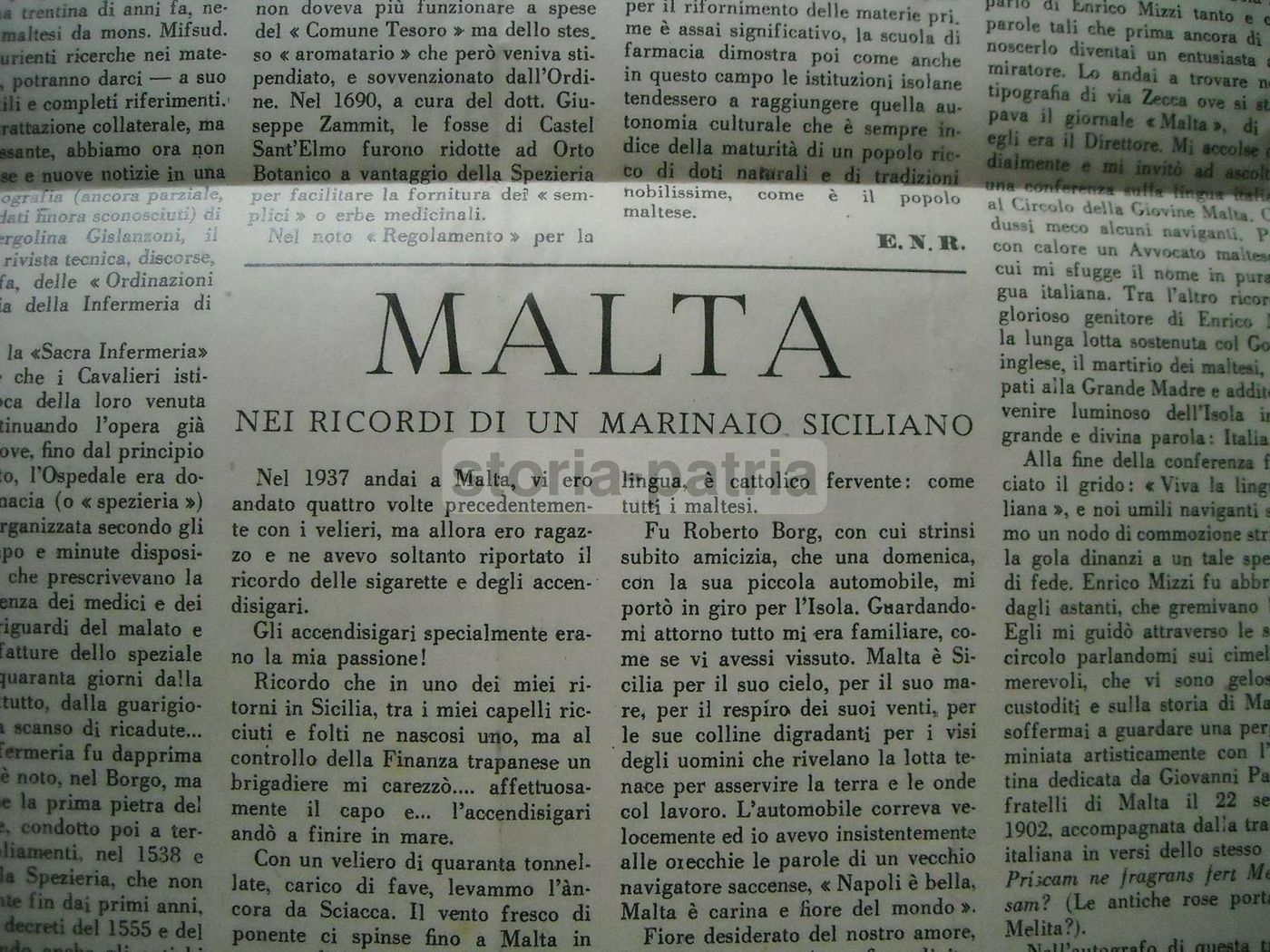 Giornale Malta, 1 Dicembre 1941. Articoli Su Palazzo Verdala, Garibaldi E Il Porto Di Marsamuscetto