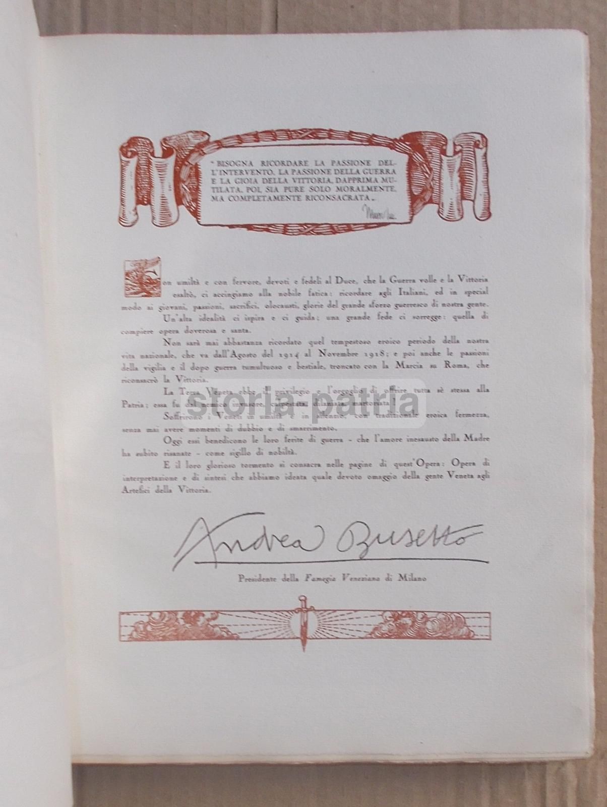 L'Italia E La Sua Guerra Di Andrea Busetto (1932)   Edizione Illustrata