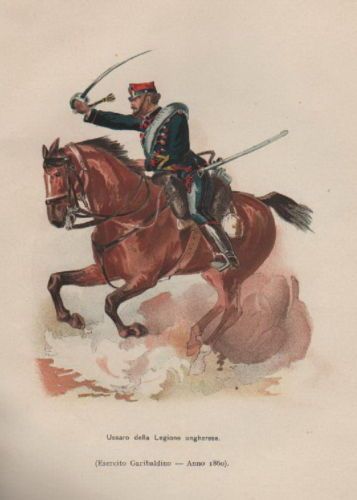 Ussaro Della Legione Ungherese, Esercito Garibaldino 1860   Stampa Litografica