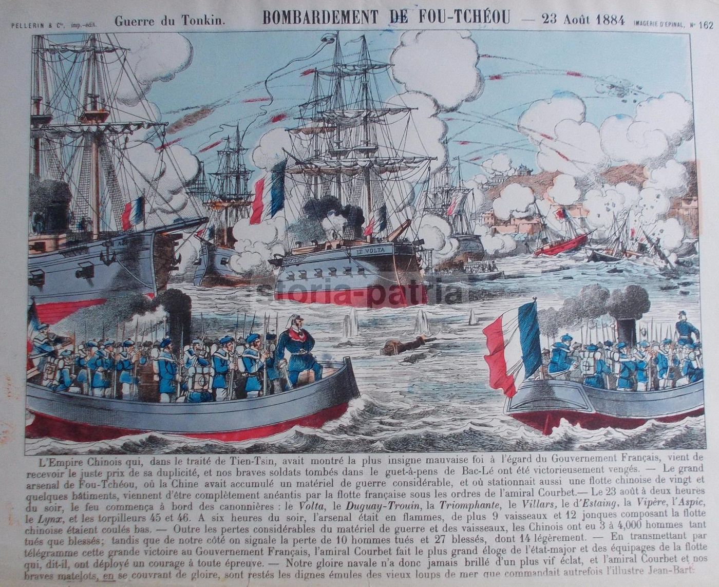 Stampa Epinal Guerra Tonkin 1884: Bombardamento Di Fou Tcheu
