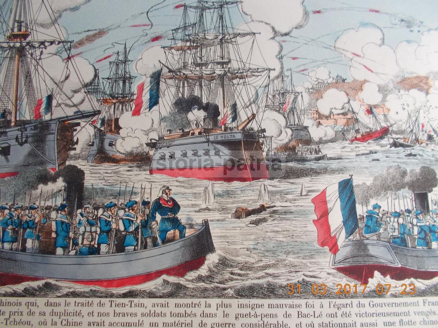 Stampa Epinal Guerra Tonkin 1884: Bombardamento Di Fou Tcheu