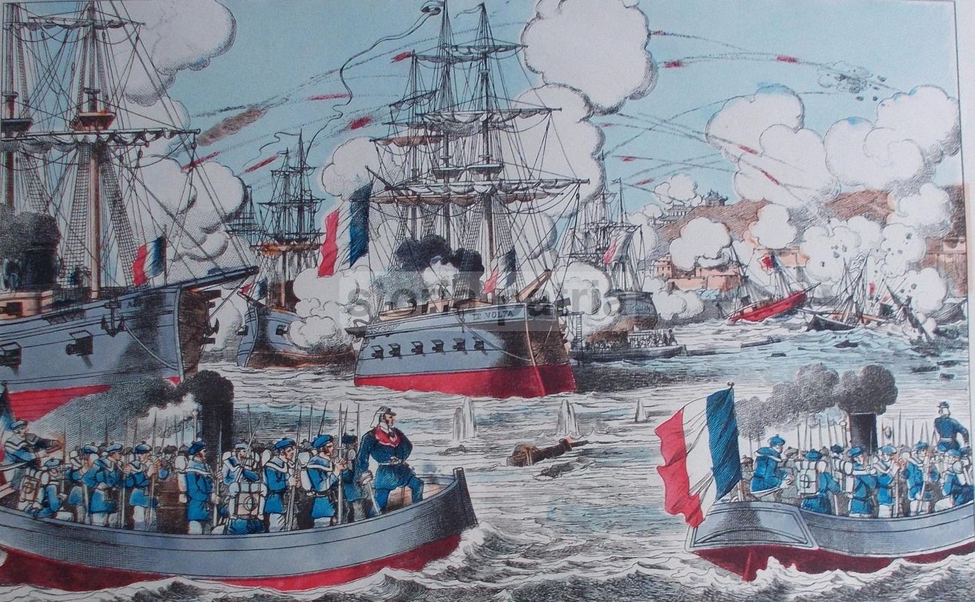 Stampa Epinal Guerra Tonkin 1884: Bombardamento Di Fou Tcheu