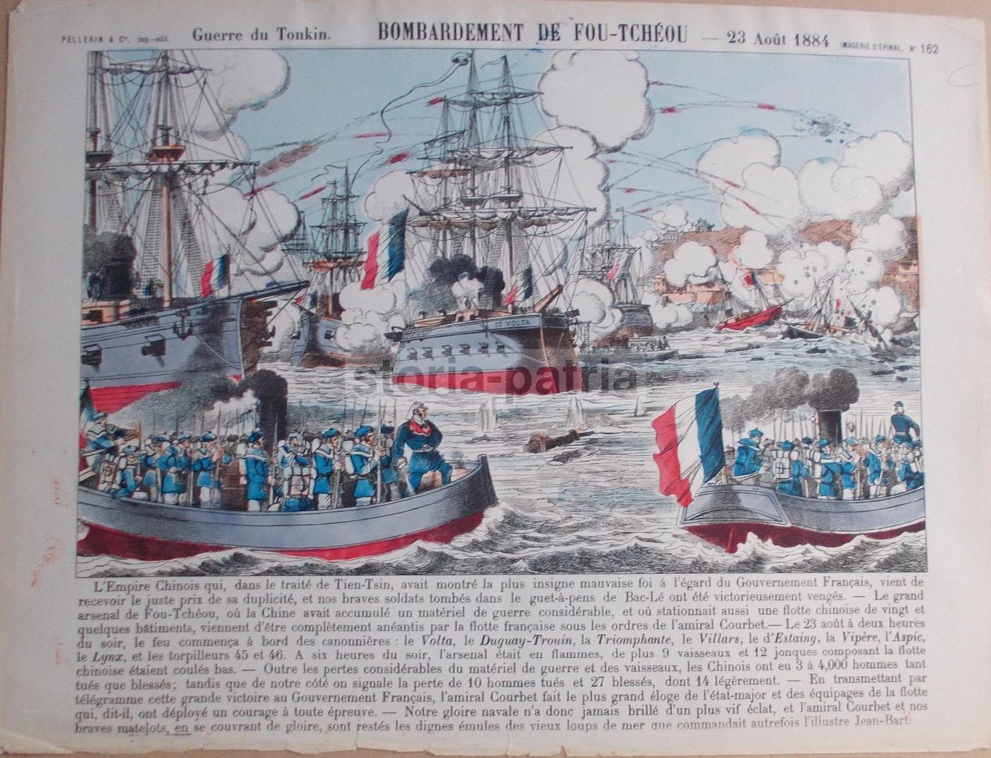 Stampa Epinal Guerra Tonkin 1884: Bombardamento Di Fou Tcheu