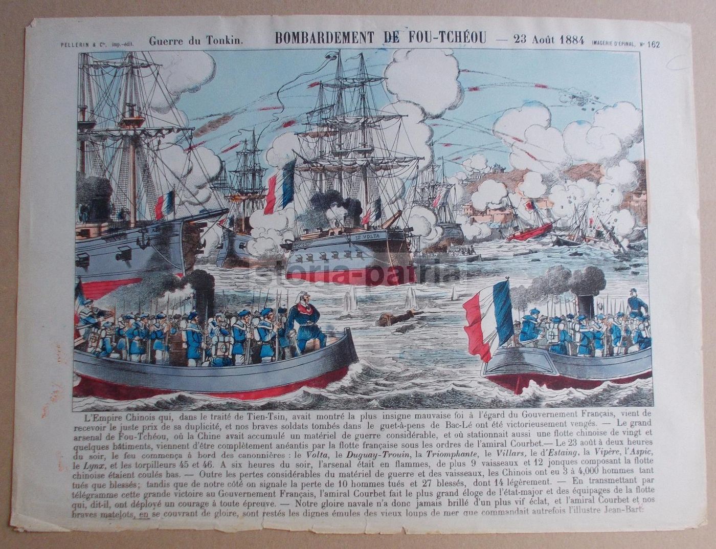 Stampa Epinal Guerra Tonkin 1884: Bombardamento Di Fou Tcheu
