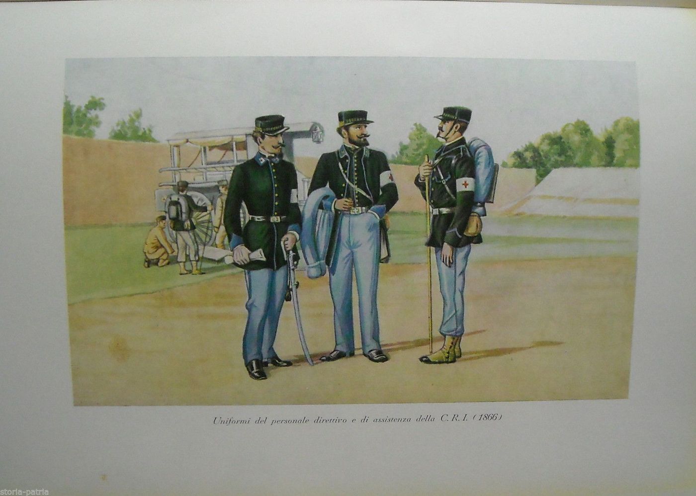Stampa Uniformi Croce Rossa Italiana 1866 Epoca Postunitaria