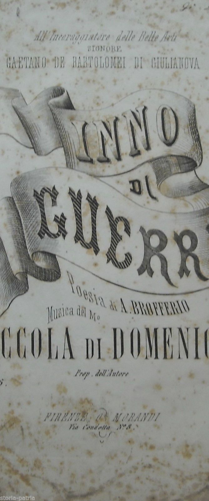 Inno Di Guerra Brofferio Di Domenico Firenze Morandi Metà '800