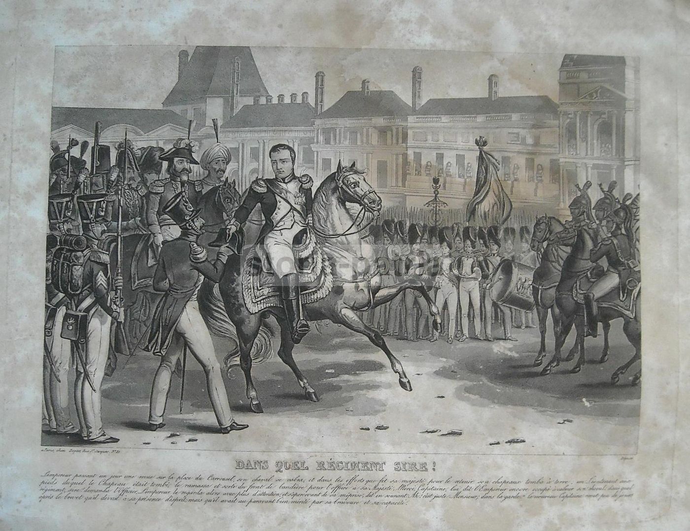 Incisione Napoleonica: Place Du Carrousel, Parigi (circa 1830)