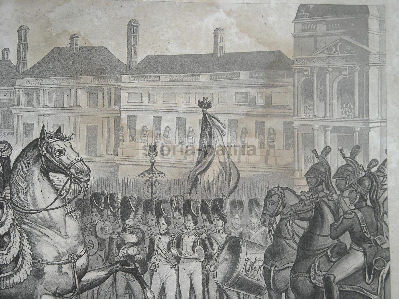 Incisione Napoleonica: Place Du Carrousel, Parigi (circa 1830)