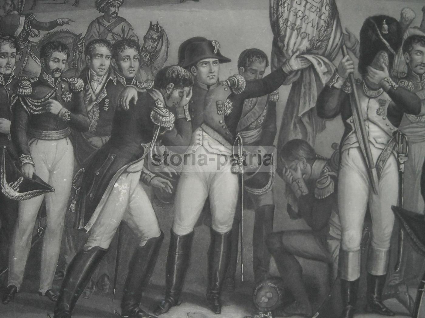 Litografia Napoleonica Antica Con Battaglie Marengo Wagram Moskov