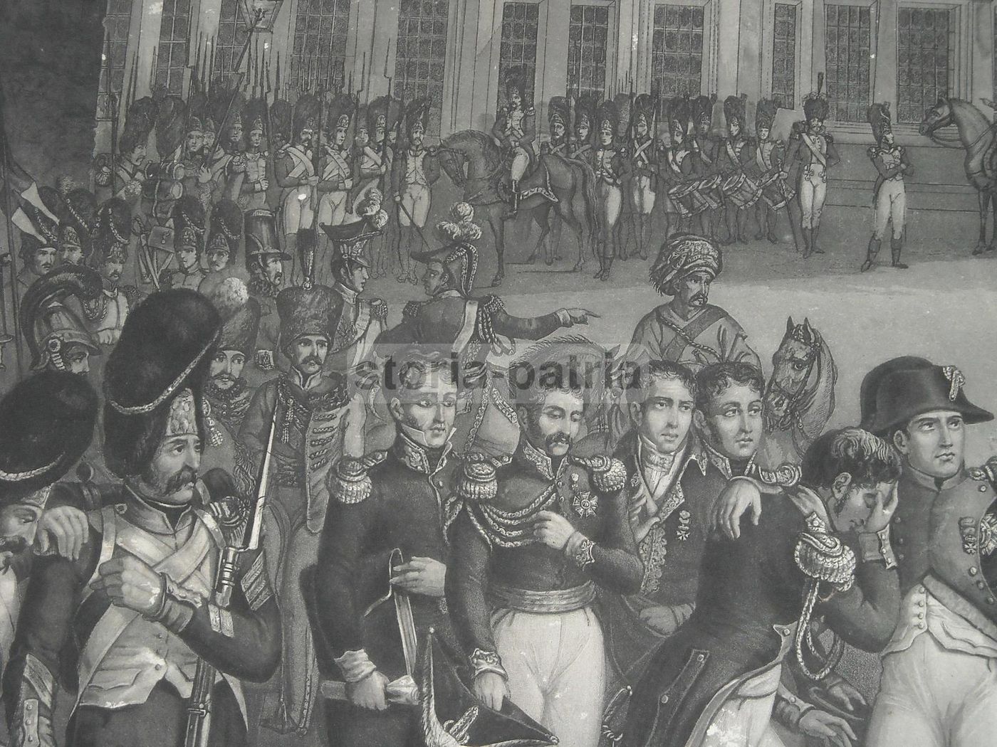 Litografia Napoleonica Antica Con Battaglie Marengo Wagram Moskov