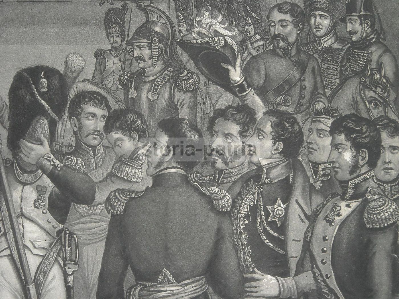 Litografia Napoleonica Antica Con Battaglie Marengo Wagram Moskov