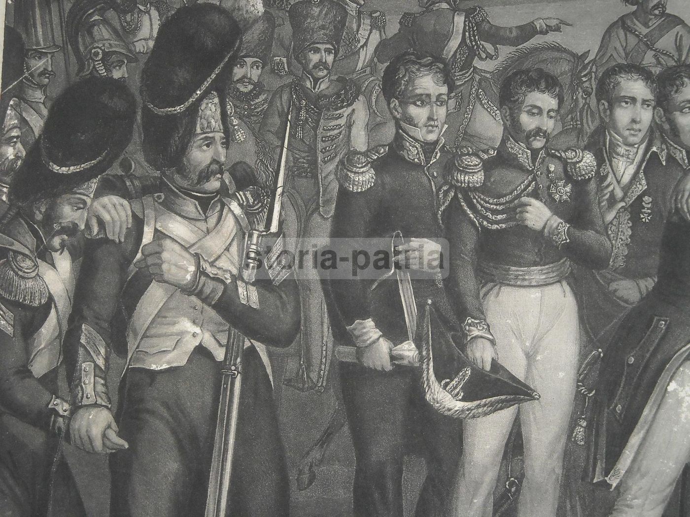 Litografia Napoleonica Antica Con Battaglie Marengo Wagram Moskov