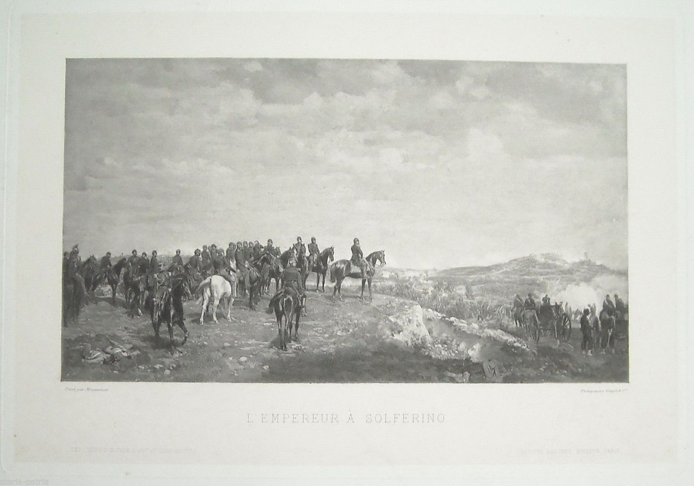 Stampa Antica Napoleone A Solferino, Meissonier, Photogravure, XIX Secolo