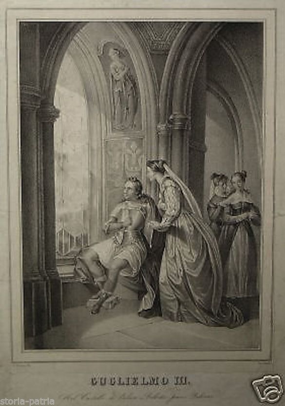 Guglielmo III Nel Castello Di Calata Billotta Presso Palermo. Litografia Di Zezon