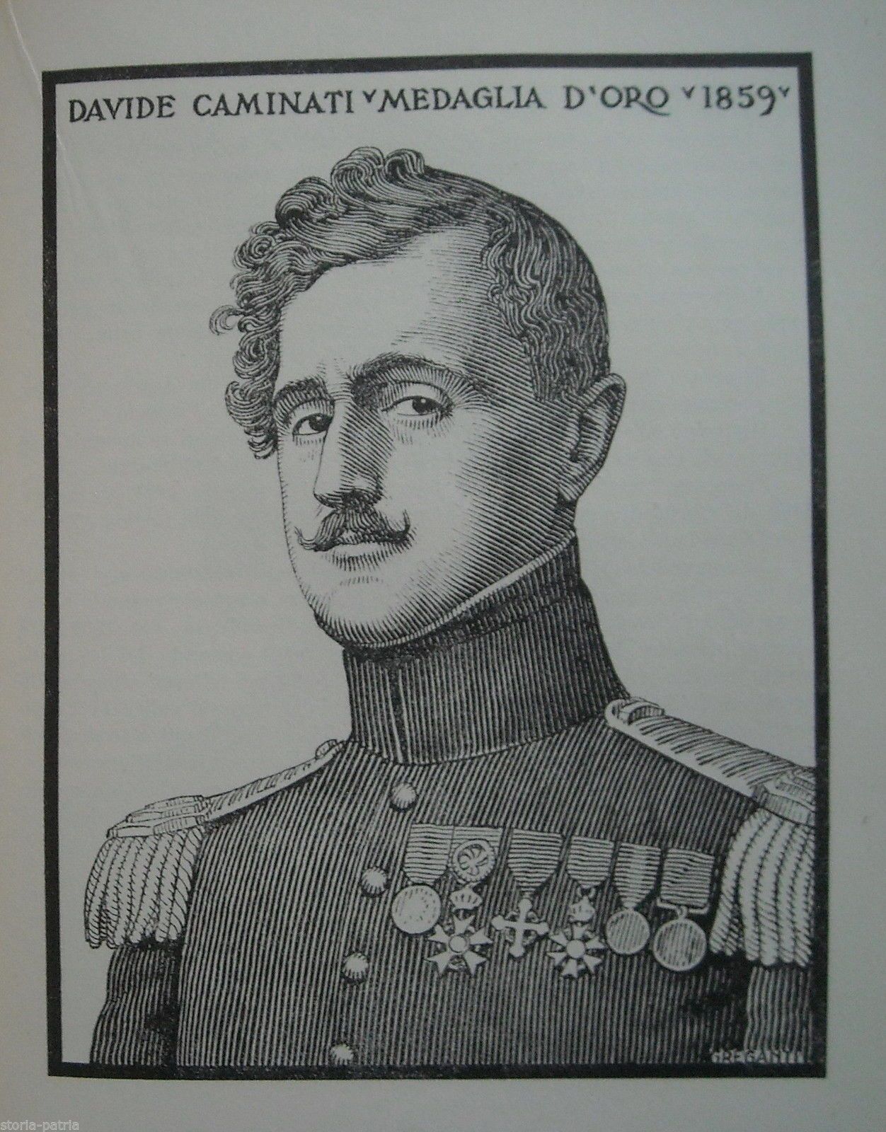 Ritratto Davide Caminati Medaglia d'Oro 1859 Savona Risorgimento