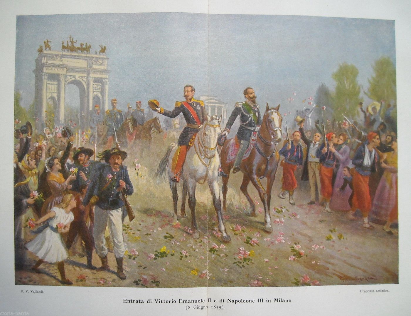 Stampa Storica: Entrata Di Vittorio Emanuele II E Napoleone III A Milano